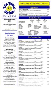 Blind Onion 2026 Menu